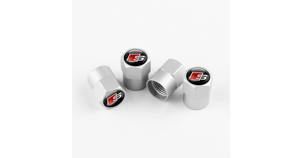 SILVER TIRE VALVE STEM CAPS FOR S AUDI